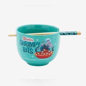 Disney The Little Mermaid Ursula Shrimpy Bits 20oz Ramen Bowl w/Chopsticks NIB